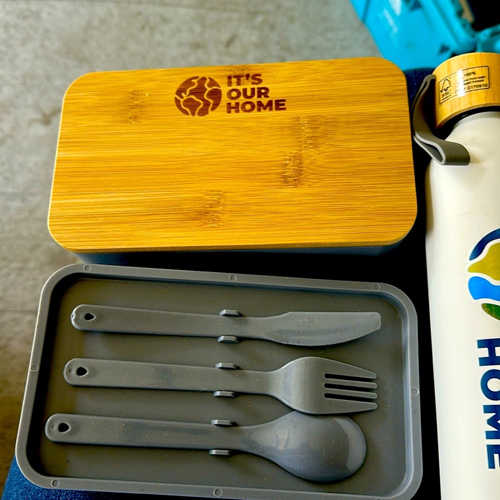 Its Our Home Bento Box and Water Bottle Bamboo